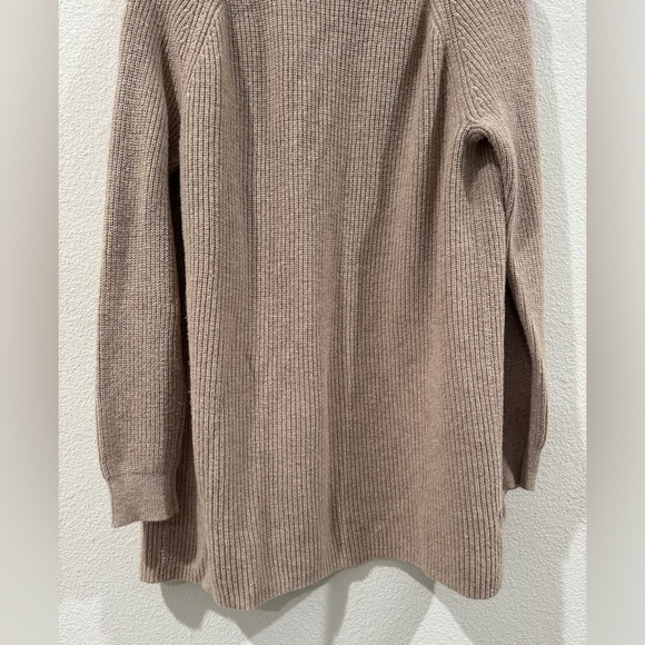 LOFT Cream Wool Blend Knit Open Front Longline Cardigan Sweater Size Medium - Picture 11 of 14